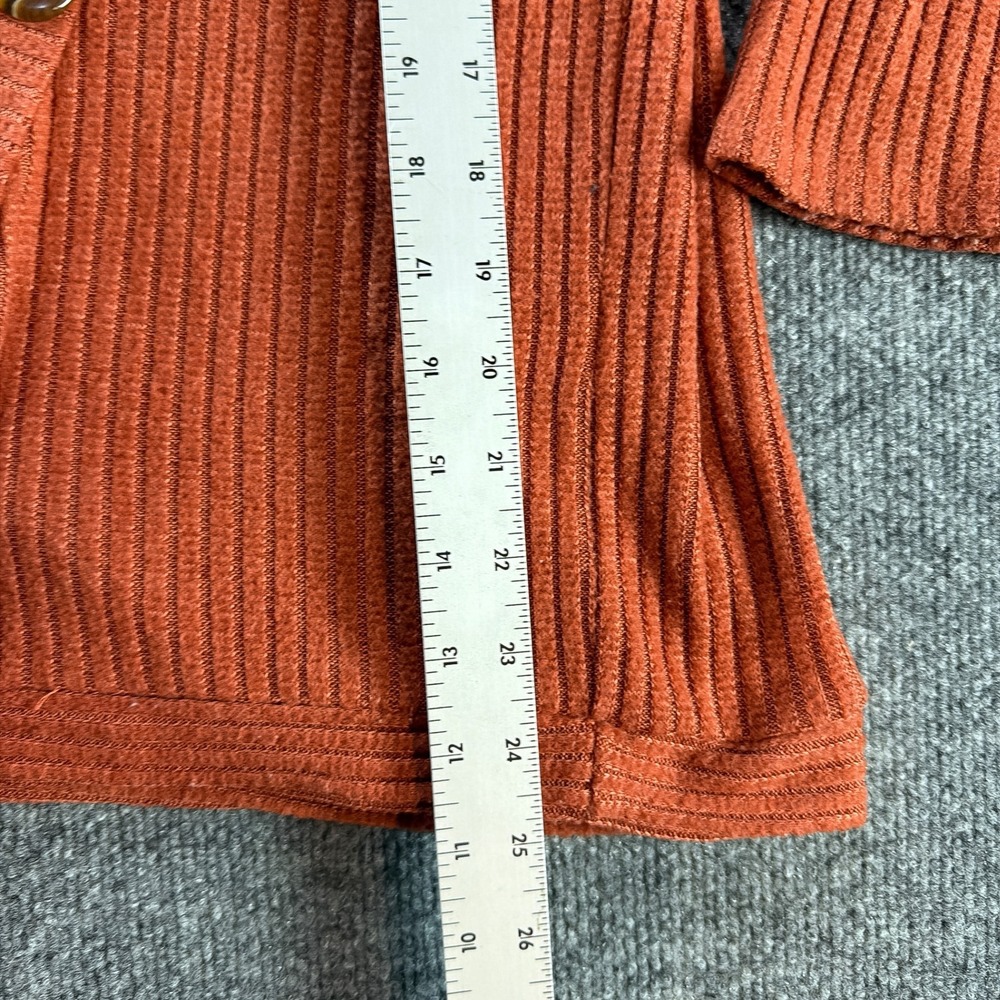 Retrology Womens 1X Rust Orange Ribbed Cowl Neck Asymmetrical Button Top Cottage - Picture 4 of 6